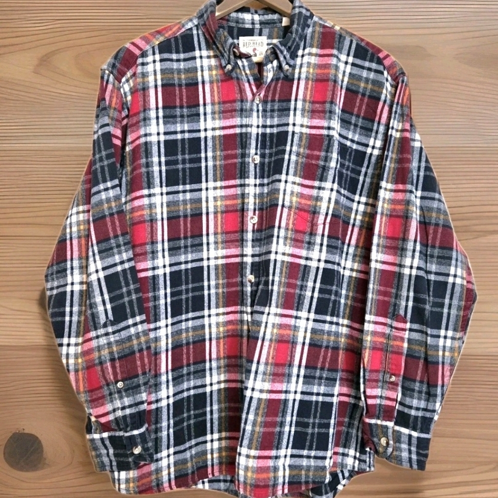 Redhead Brand Red Plaid Flannel  Shirt Classic Western Grunge Outdoor Casual /XL